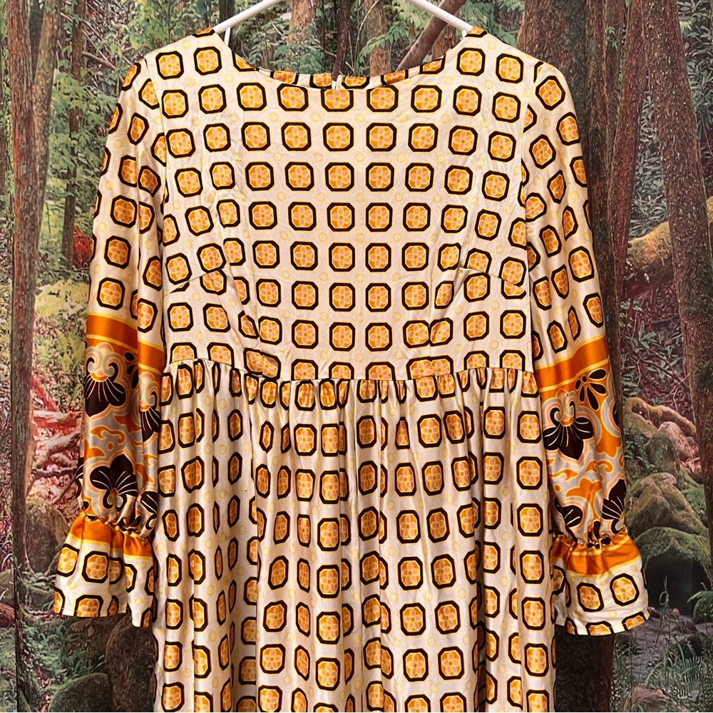 Vintage 70s Sears Floral Mod print Palazzo jumpsuit medium rare wide leg disco - Picture 3 of 15